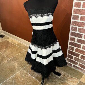Jessica McClintock Black & White Lace Cocktail Dress